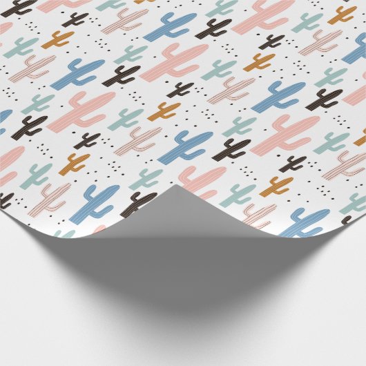 Pastel Saguaro Cactus Pattern Cadeaupapier (Hoek)
