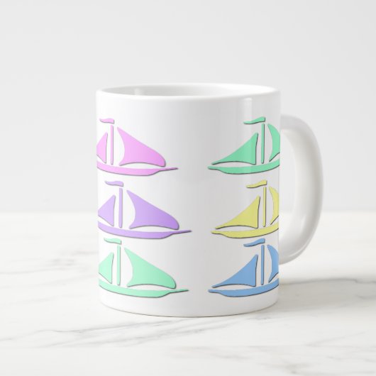 Pastel Sail Boat Pattern Specialty-Mokken Grote Koffiekop (Voorkant rechts)