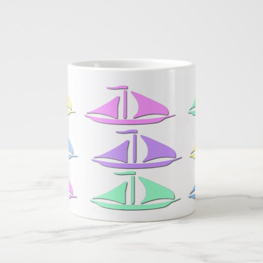 Pastel Sail Boat Pattern Specialty-Mokken Grote Koffiekop (Voorkant)