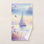 Pastel Sailboat Coastal Dreamscape Bad Handdoek (Handdoek)