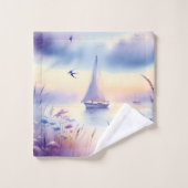 Pastel Sailboat Coastal Dreamscape Bad Handdoek (Wasdoekje)