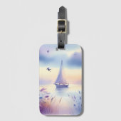 Pastel Sailboat Coastal Dreamscape Bagagelabel (Voorkant (verticaal))