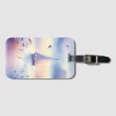 Pastel Sailboat Coastal Dreamscape Bagagelabel (Voorkant (horizontaal))