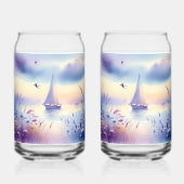 Pastel Sailboat Coastal Dreamscape Blikvorm Glas (Achterkant)