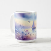 Pastel Sailboat Coastal Dreamscape Koffiemok (Voorkant links)