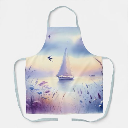 Pastel Sailboat Coastal Dreamscape Schort (Voorkant)