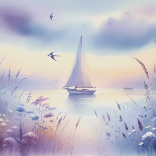 Pastel Sailboat Coastal Dreamscape Sticker (Voorkant)