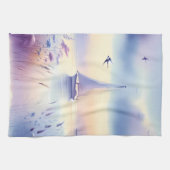 Pastel Sailboat Coastal Dreamscape Theedoek (Horizontaal)