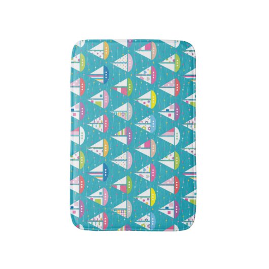 Pastel Sailboat Pattern Badmat (Voorkant Verticaal)