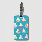 Pastel Sailboat Pattern Bagagelabel (Voorkant (verticaal))
