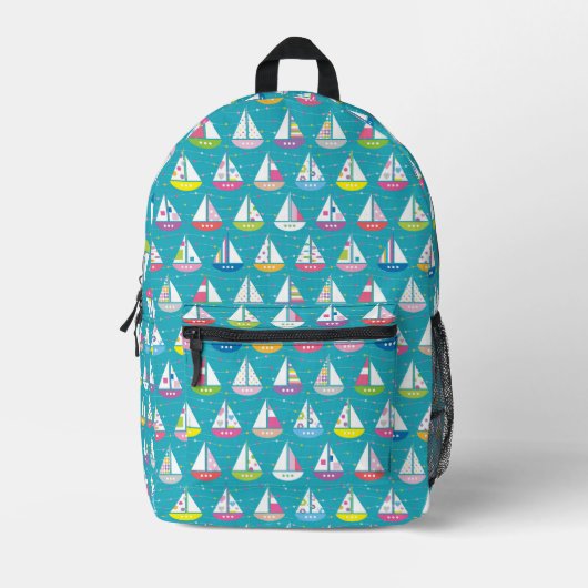 Pastel Sailboat Pattern Bedrukte Rugzak (Voorkant)
