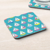 Pastel Sailboat Pattern Bier Onderzetter (Linkerzijde)