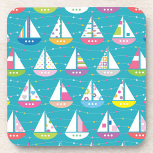 Pastel Sailboat Pattern Bier Onderzetter