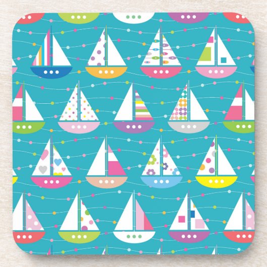 Pastel Sailboat Pattern Bier Onderzetter (Voorkant)