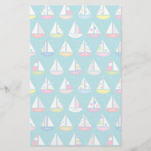 Pastel Sailboat Pattern Briefpapier