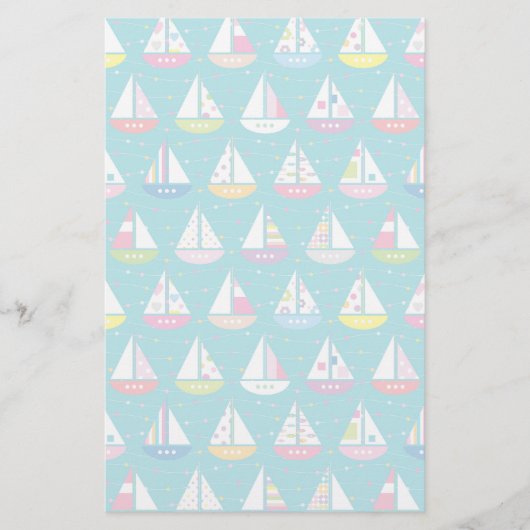 Pastel Sailboat Pattern Briefpapier (Voorkant)
