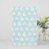 Pastel Sailboat Pattern Briefpapier (Staand voorkant)