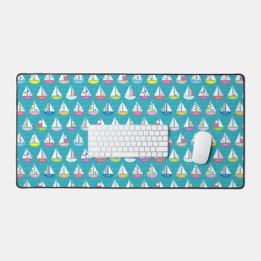 Pastel Sailboat Pattern Bureaumat (Keyboard & Muis)