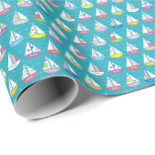 Pastel Sailboat Pattern Cadeaupapier (Rol Hoek)