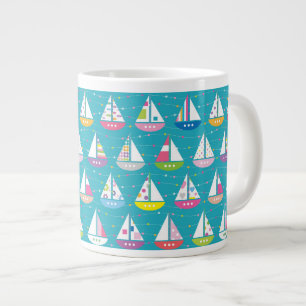 Pastel Sailboat Pattern Grote Koffiekop