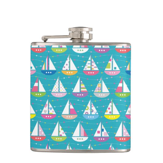 Pastel Sailboat Pattern Heupfles (Voorkant)