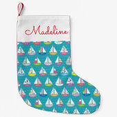 Pastel Sailboat Pattern | Jouw namen toevoegen Kleine Kerstsok (Voorkant)