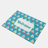 Pastel Sailboat Pattern | Jouw tekst toevoegen Deurmat (Schuin)