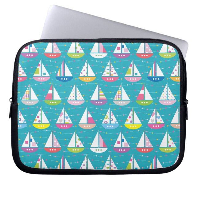 Pastel Sailboat Pattern Laptop Sleeve (Voorkant)