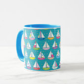 Pastel Sailboat Pattern Mok (Voorkant links)