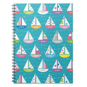 Pastel Sailboat Pattern Notitieboek