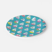 Pastel Sailboat Pattern Papieren Bordje (Gekanteld)
