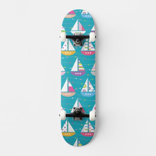 Pastel Sailboat Pattern Persoonlijk Skateboard (Voorkant)