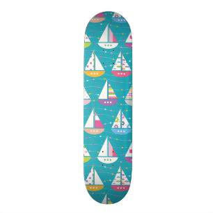 Pastel Sailboat Pattern Persoonlijk Skateboard