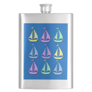 Pastel Sailboat Pattern Premium Flask Heupfles