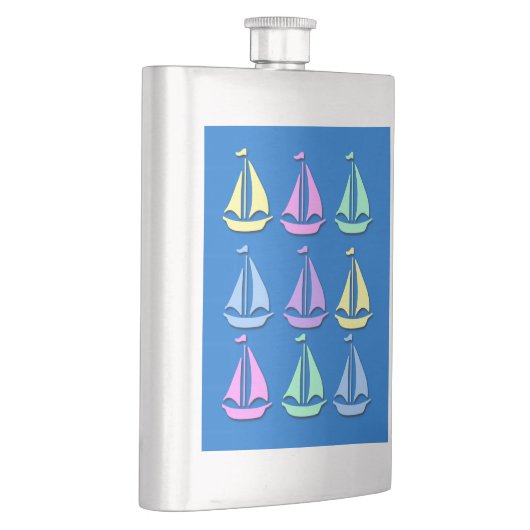 Pastel Sailboat Pattern Premium Flask Heupfles (Rechts)