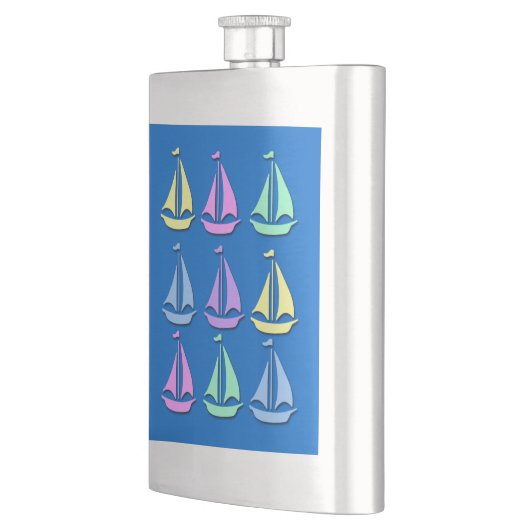 Pastel Sailboat Pattern Premium Flask Heupfles (Links)