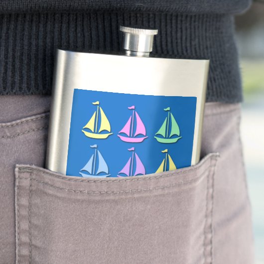 Pastel Sailboat Pattern Premium Flask Heupfles (Voorbeeld)