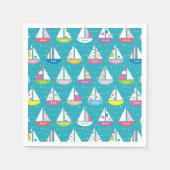 Pastel Sailboat Pattern Servet (Voorkant)