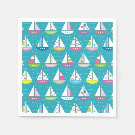 Pastel Sailboat Pattern Servet (Voorkant)