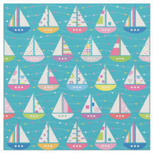 Pastel Sailboat Pattern Stof