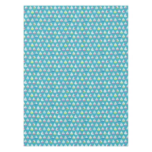 Pastel Sailboat Pattern Tafelkleed (Voorkant)