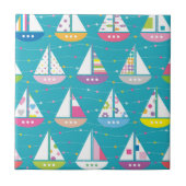 Pastel Sailboat Pattern Tegeltje (Voorkant)