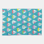 Pastel Sailboat Pattern Theedoek (Horizontaal)