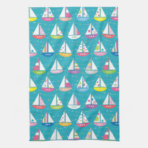 Pastel Sailboat Pattern Theedoek