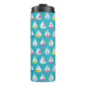 Pastel Sailboat Pattern Thermosbeker (Voorkant)