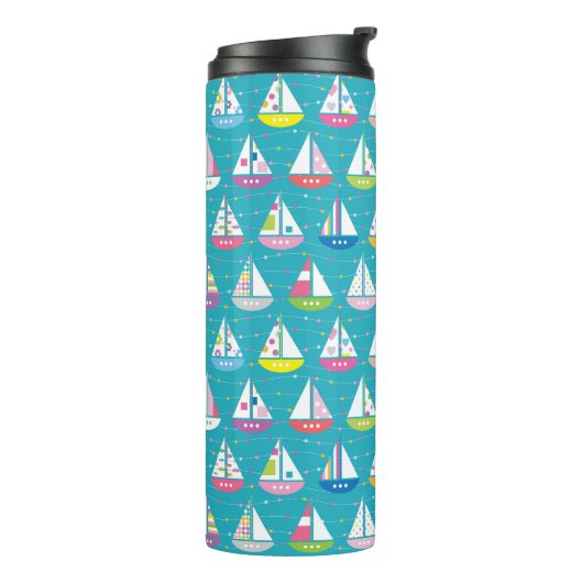 Pastel Sailboat Pattern Thermosbeker (Gedraaid links)
