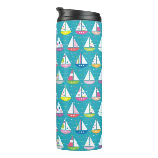 Pastel Sailboat Pattern Thermosbeker (Geroteerd rechts)