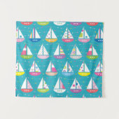 Pastel Sailboat Pattern Wandkleed (Voorkant (horizontaal))