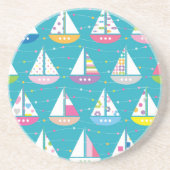 Pastel Sailboat Pattern Zandsteen Onderzetter (Voorkant)