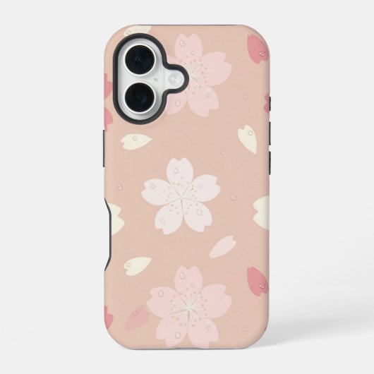 Pastel Sakura Bloesem Naadloos Patroon Hoesje iPhone 16 Hoesje (Achterkant)